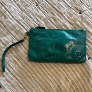 Elegant Green Leather Wristlet